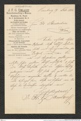 Nachlass Franz Steindachner, Brief von J. F. G. Umlauf an Franz Steindachner (19.02.1884), Inv.Nr. 554.03, Seite 1